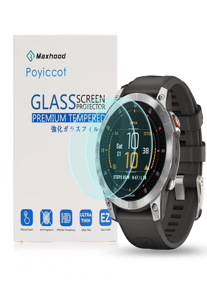 Poyiccot 2Pack Compatible with Garmin epix Gen 2 Screen Protector, 9H Hardness Tempered Glass Screen Protector Compatible With Garmin epix Gen 2 Smartwatch [Full Cover Protective ] [Anti Scratch] - Image 1