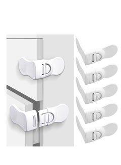 5Pc Pack Drawer Refrigerator Cabinet Door Lock Multi-function Button Anti-pinch hand Drawers Toilet Seat Fridges Easy Installation Right Angle Drawers Fridge White