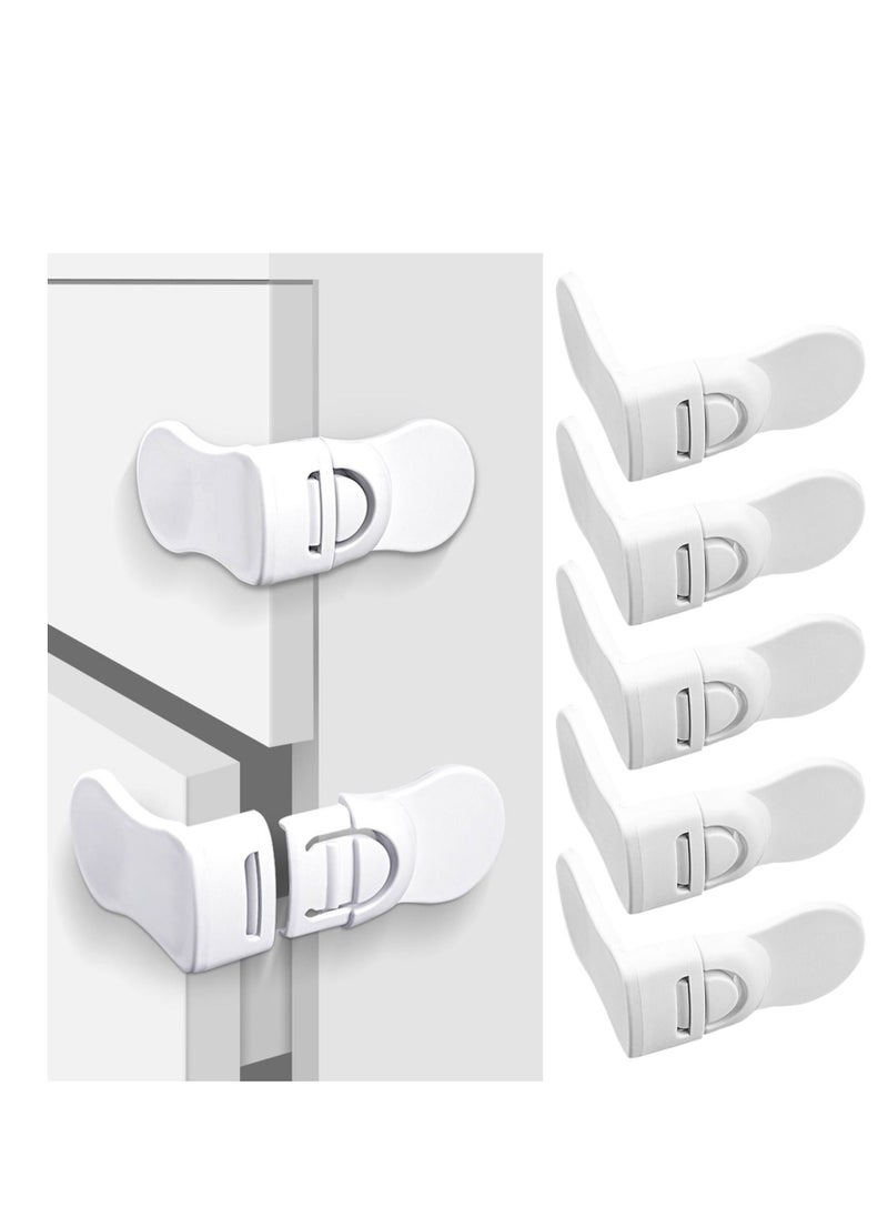 HEXABEX - 5Pc Pack Drawer Refrigerator Cabinet Door Lock Multi-function Button Anti-pinch hand Drawers Toilet Seat Fridges Easy Installation Right Angle Drawers Fridge White - Image 1