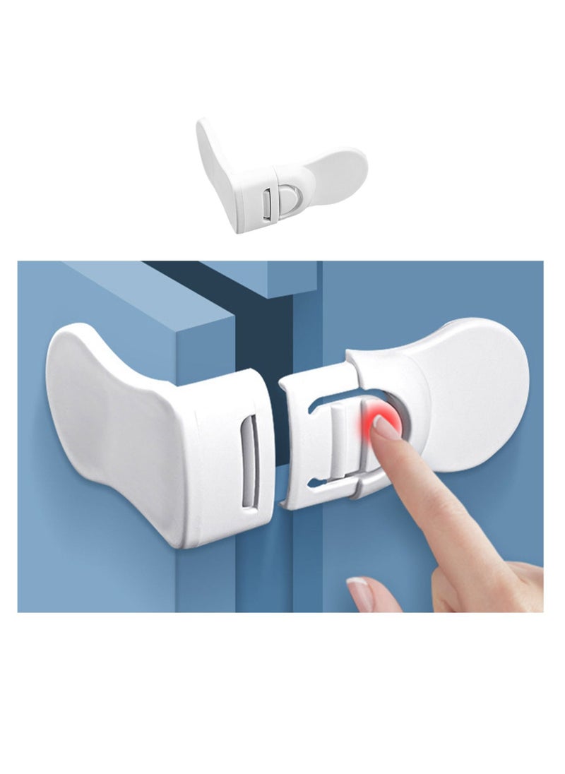 HEXABEX - 5Pc Pack Drawer Refrigerator Cabinet Door Lock Multi-function Button Anti-pinch hand Drawers Toilet Seat Fridges Easy Installation Right Angle Drawers Fridge White - Image 1