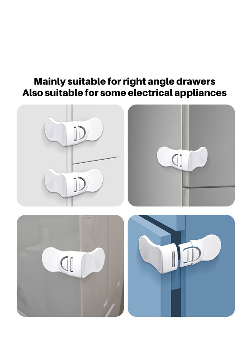HEXABEX - 5Pc Pack Drawer Refrigerator Cabinet Door Lock Multi-function Button Anti-pinch hand Drawers Toilet Seat Fridges Easy Installation Right Angle Drawers Fridge White - Image 1