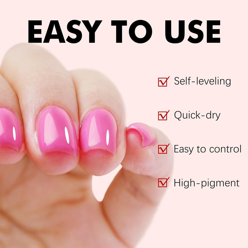 FZANEST Hot Pink Builder Rubber Base Gel, 5 in 1 Builder Gel For Nails Enhance Extension Repair Self-leveling in a Bottle Elastic Rubber Base Coat - Image 5