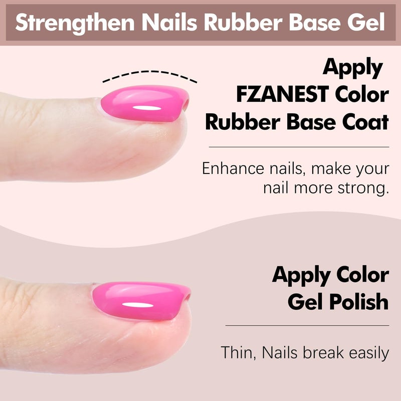 FZANEST Hot Pink Builder Rubber Base Gel, 5 in 1 Builder Gel For Nails Enhance Extension Repair Self-leveling in a Bottle Elastic Rubber Base Coat - Image 3
