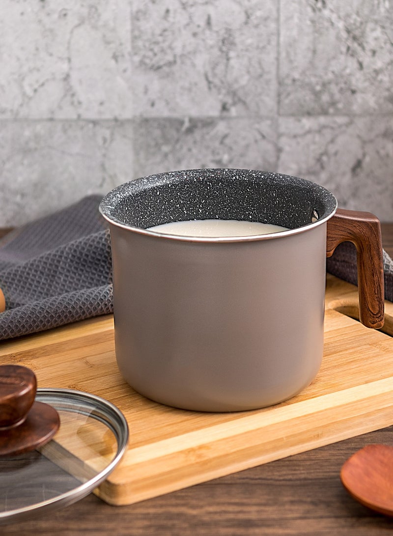 ALBERTO Granite Milk Pot with Glass Lid - Image 1
