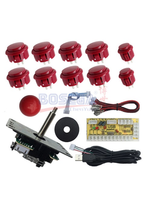 Usb Arcade Joystick Circuit Board Sanwa Joystick Accessories Card on Switch Digital Computer Game-Product Color:Red