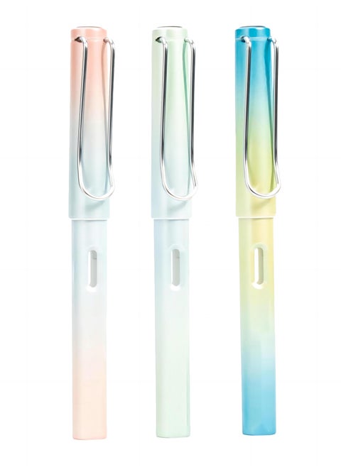 Pack Of 3 Practice Pen  Multicolour WIth Refillable Viewable Window Design