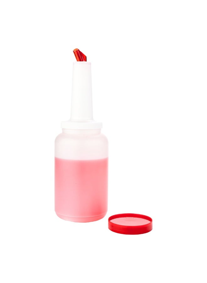2.5 Quart Juice Pourer Bottle, 1 Leak-Resistant Store And Pour Container - Dispensing Lid, Storage Lid, Red Plastic Juice Bar Container, Dishwashable, For Pouring And Storing Drinks