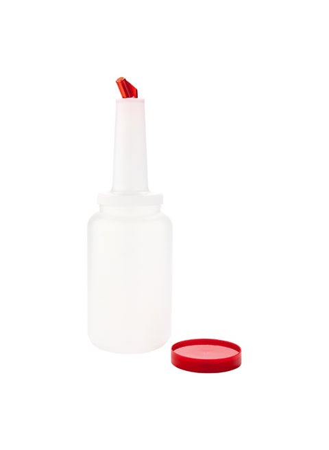 2.5 Quart Juice Pourer Bottle, 1 Leak-Resistant Store And Pour Container - Dispensing Lid, Storage Lid, Red Plastic Juice Bar Container, Dishwashable, For Pouring And Storing Drinks