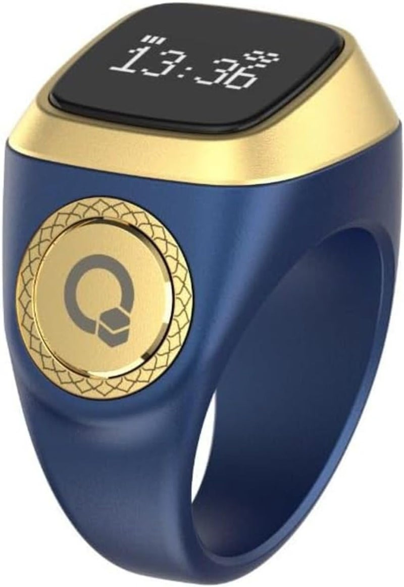 Smart Tasbih Zikr Ring E01, Muslim Prayer Timing Reminder, Oled Display, Tasbih Counter, Smart Ring, Tasbih Ring, Wearable Technology, 5 Time App Notification (Nova Blue, 20mm) - Image 1