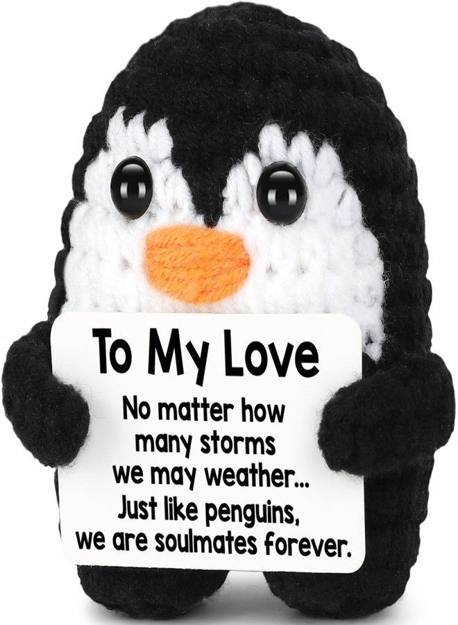 CryCarrot Gifts for Him Her Boyfriend Girlfriend, To My Love Handmade Crochet Penguin Present, Wedding Anniversary Birthday Gift for Women Men, Romantic I Love You Gift for Couples Wife Husband Christmas - Image 1