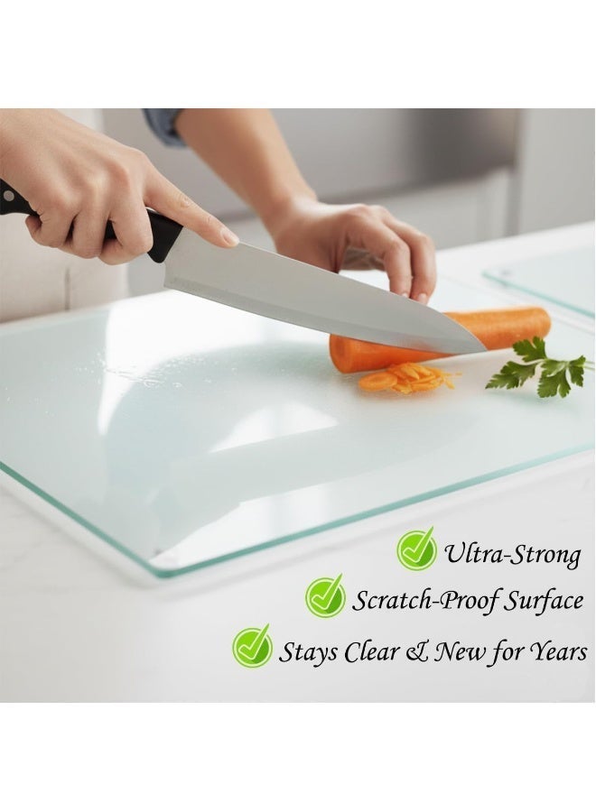 MRKCARE طقم لوحَي تقطيع زجاجي – قطعتان ألواح تقطيع زجاجية للمطبخ، مقاومة للخدش، مناسبة لتقطيع الخضروات واللحوم وتحضير الطعام - Image 3