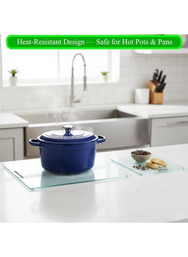 MRKCARE طقم لوحَي تقطيع زجاجي – قطعتان ألواح تقطيع زجاجية للمطبخ، مقاومة للخدش، مناسبة لتقطيع الخضروات واللحوم وتحضير الطعام - Image 5