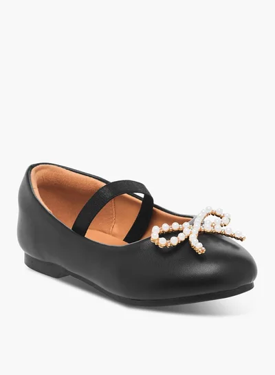 JUNIORS Girls Bow Accent Slip-On Ballerina Shoes With Elastic Strap