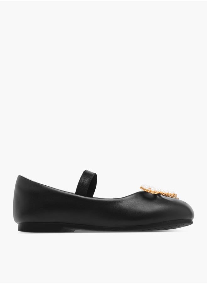 JUNIORS Girls Bow Accent Slip-On Ballerina Shoes With Elastic Strap  - Image 3