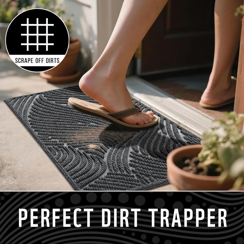 Yimobra Front Door Mat Outdoor Entrance, Ultra Water Absorbent Doormat, Heavy Duty Patio Guard Welcome Matt, Non-Slip Rubber Backing, Easy Clean Shoe Scraper, Indoor, Entryway, 29.5x17 Inch, Dark Grey - Image 4