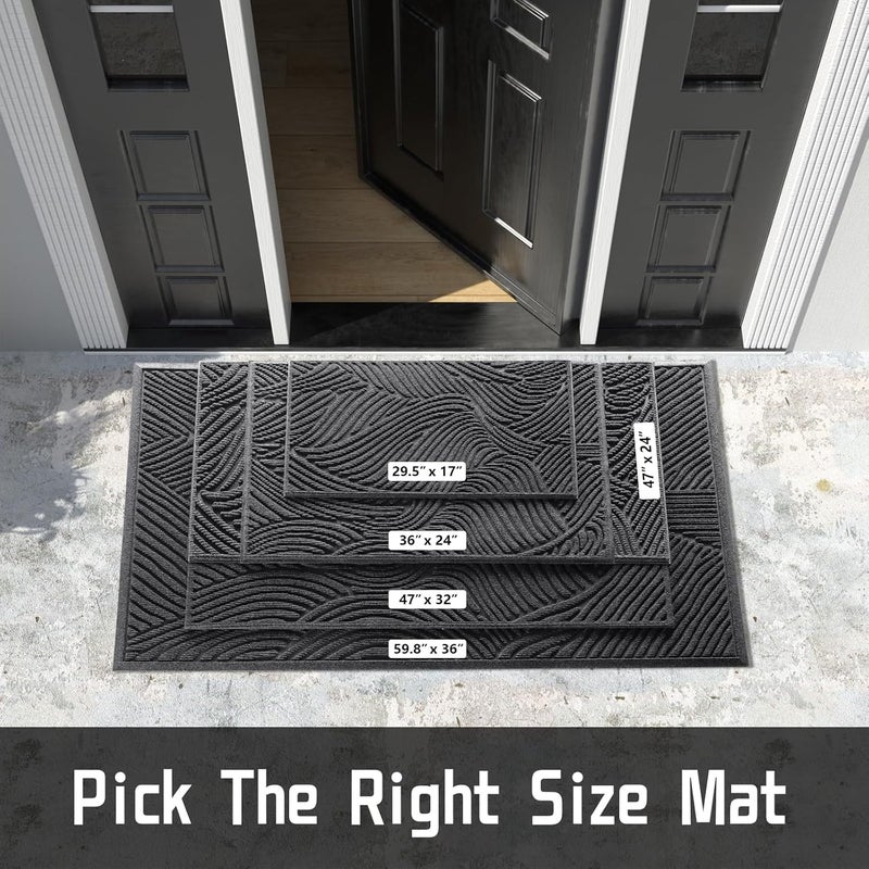 Yimobra Front Door Mat Outdoor Entrance, Ultra Water Absorbent Doormat, Heavy Duty Patio Guard Welcome Matt, Non-Slip Rubber Backing, Easy Clean Shoe Scraper, Indoor, Entryway, 29.5x17 Inch, Dark Grey - Image 2