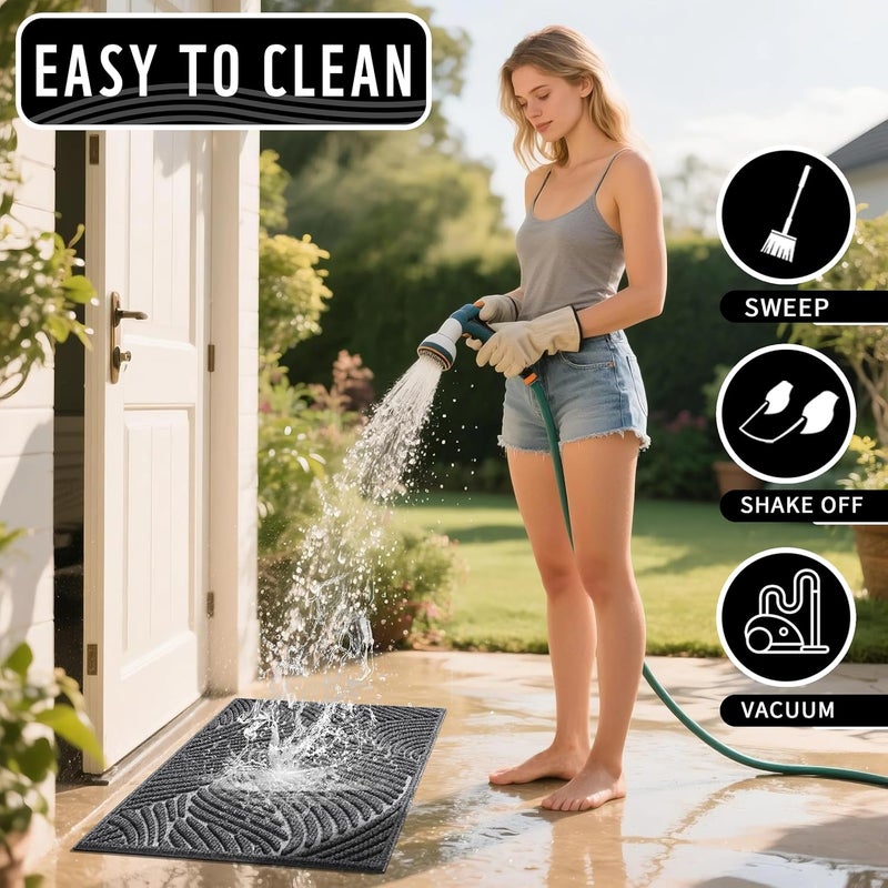 Yimobra Front Door Mat Outdoor Entrance, Ultra Water Absorbent Doormat, Heavy Duty Patio Guard Welcome Matt, Non-Slip Rubber Backing, Easy Clean Shoe Scraper, Indoor, Entryway, 29.5x17 Inch, Dark Grey - Image 5