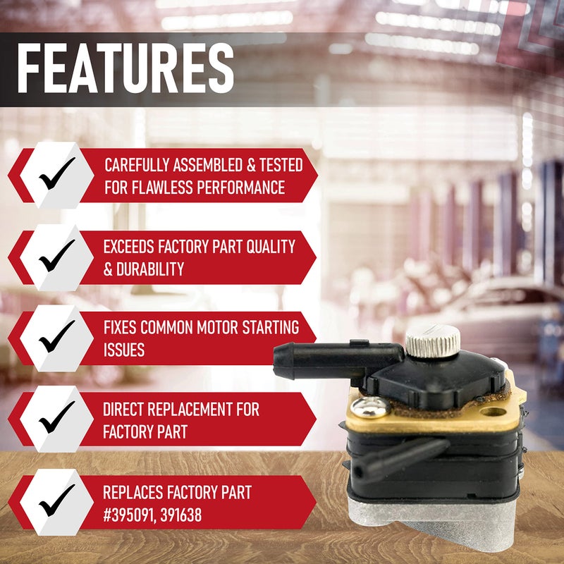 AA Ignition Fuel Pump with Gasket - Compatible with Johnson Evinrude Outboard Motor - Pre 1993 6hp, 9.9hp, 15hp Models - Replaces Part 395091, 397839, 18 7350, 397274, 391638 - Image 2