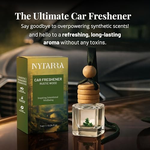 Nytarra Car Perfumes Luxury Combo - Aqua Mirage & Rustic Wood, No-Alcohol & Long-Lasting Fragrance Diffuser, Best Car Air Freshener, Premium Car Scent Hanging Pod - Image 4