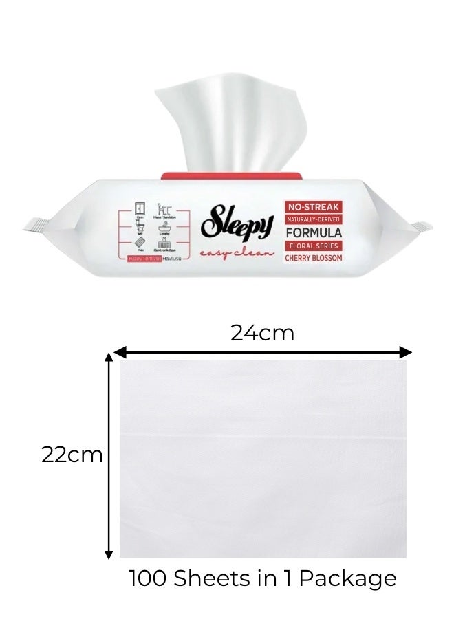 Sleepy Easy Clean Multi-Surface Cleaning Wipes – 100 Sheets, Cherry Blossom Scent, Natural Formula, Streak-Free Finish - Image 4