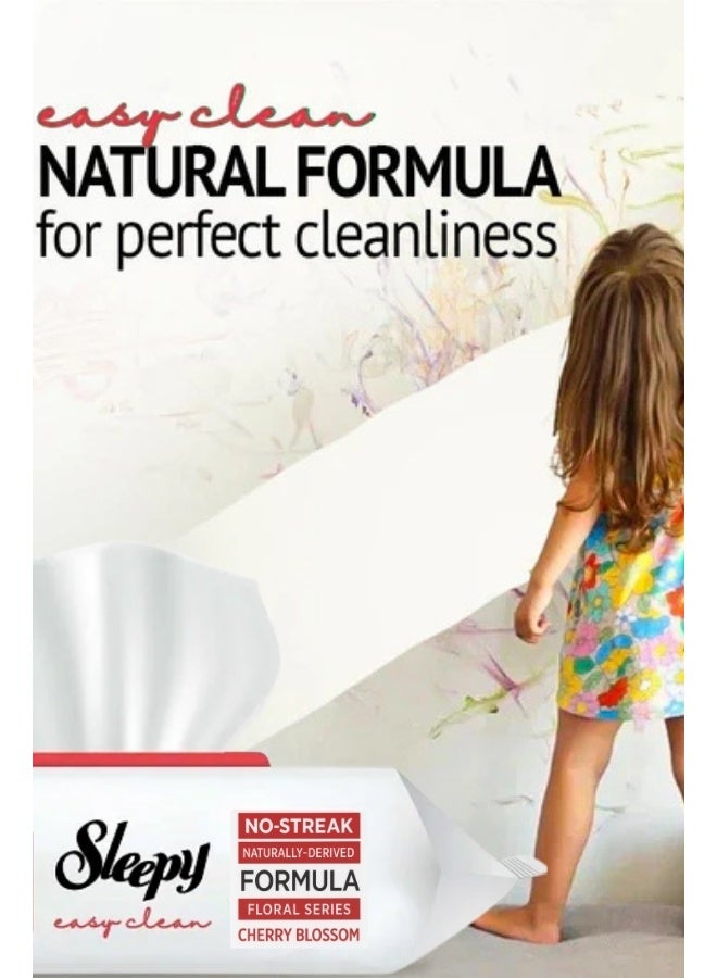Sleepy Easy Clean Multi-Surface Cleaning Wipes – 100 Sheets, Cherry Blossom Scent, Natural Formula, Streak-Free Finish - Image 2