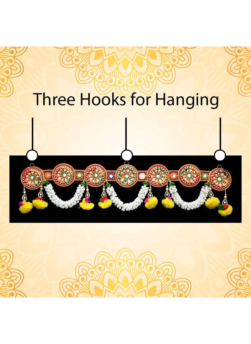 Saugat Traders Saugat Traders Traditional Toran for Entrance Door Hanging Zula - Mandir Decoration -Pooja Room - Flower Bandanwar - Multicolour Decoration Item (3.1 Feet)  - Image 3