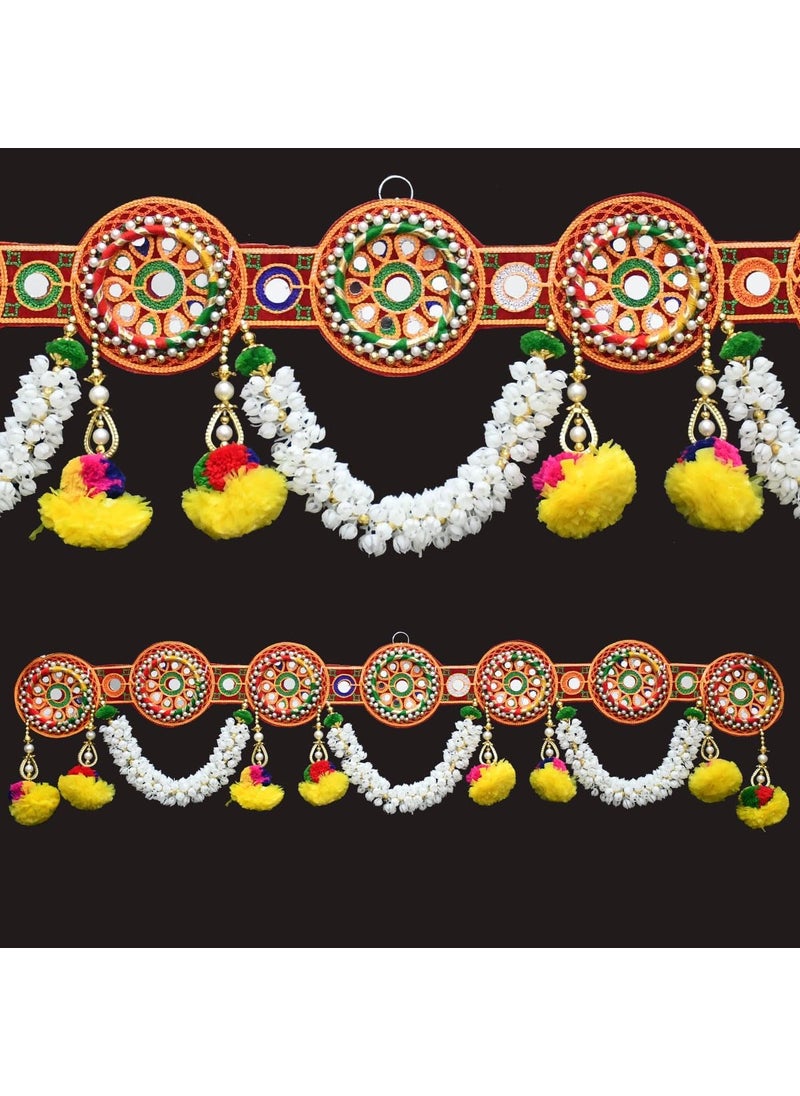 Saugat Traders Saugat Traders Traditional Toran for Entrance Door Hanging Zula - Mandir Decoration -Pooja Room - Flower Bandanwar - Multicolour Decoration Item (3.1 Feet)  - Image 2