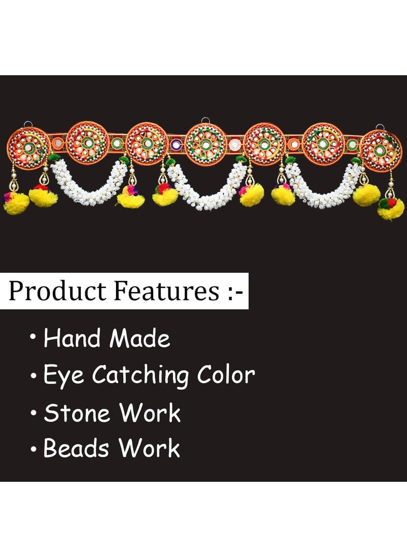 Saugat Traders Saugat Traders Traditional Toran for Entrance Door Hanging Zula - Mandir Decoration -Pooja Room - Flower Bandanwar - Multicolour Decoration Item (3.1 Feet)  - Image 4