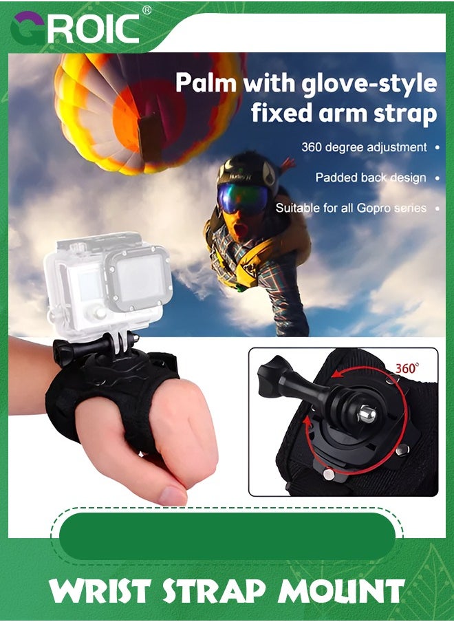 GROIC Wrist Strap Mount 360 Degree Panoramic Swiveling Glove Style Hand Mounts Strip Belt with Screw for GoPro Hero 8 7 6 5 4 Black Session, DJI OSMO Action, Xiaoyi, AKASO Camera Accessories  - Image 2