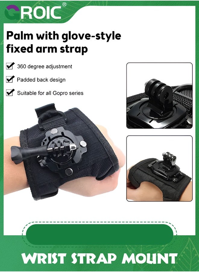 GROIC Wrist Strap Mount 360 Degree Panoramic Swiveling Glove Style Hand Mounts Strip Belt with Screw for GoPro Hero 8 7 6 5 4 Black Session, DJI OSMO Action, Xiaoyi, AKASO Camera Accessories  - Image 4