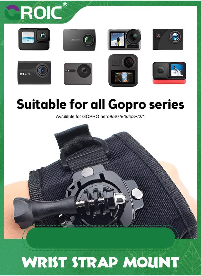 GROIC Wrist Strap Mount 360 Degree Panoramic Swiveling Glove Style Hand Mounts Strip Belt with Screw for GoPro Hero 8 7 6 5 4 Black Session, DJI OSMO Action, Xiaoyi, AKASO Camera Accessories  - Image 3