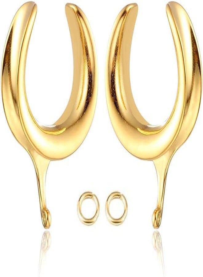 Earblity (10mm 00g DIY Ear Saddle Tunnel Plugs Piercing Stretchers Gold Hypoallergenic 316 Stainless Steel Ear Gauges Dangle Accessories Expander Fashion Body Jewelry 2PCS - Image 1