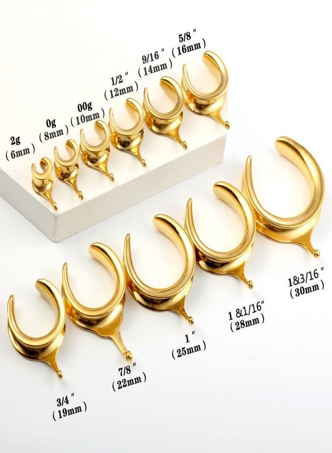 Earblity (10mm 00g DIY Ear Saddle Tunnel Plugs Piercing Stretchers Gold Hypoallergenic 316 Stainless Steel Ear Gauges Dangle Accessories Expander Fashion Body Jewelry 2PCS - Image 5