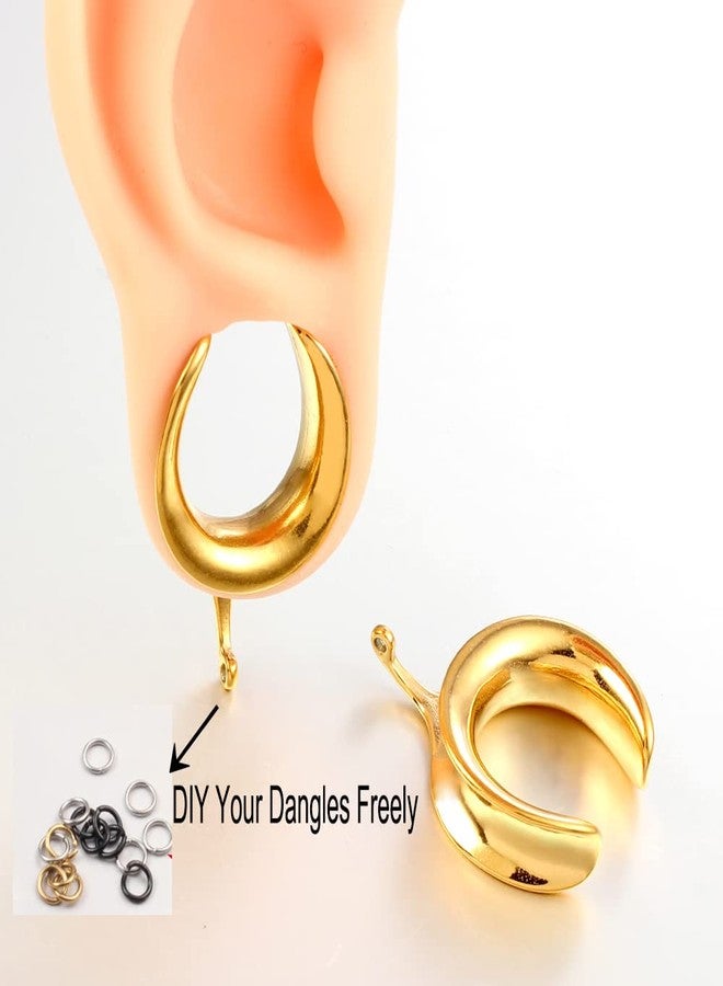 Earblity (10mm 00g DIY Ear Saddle Tunnel Plugs Piercing Stretchers Gold Hypoallergenic 316 Stainless Steel Ear Gauges Dangle Accessories Expander Fashion Body Jewelry 2PCS - Image 3