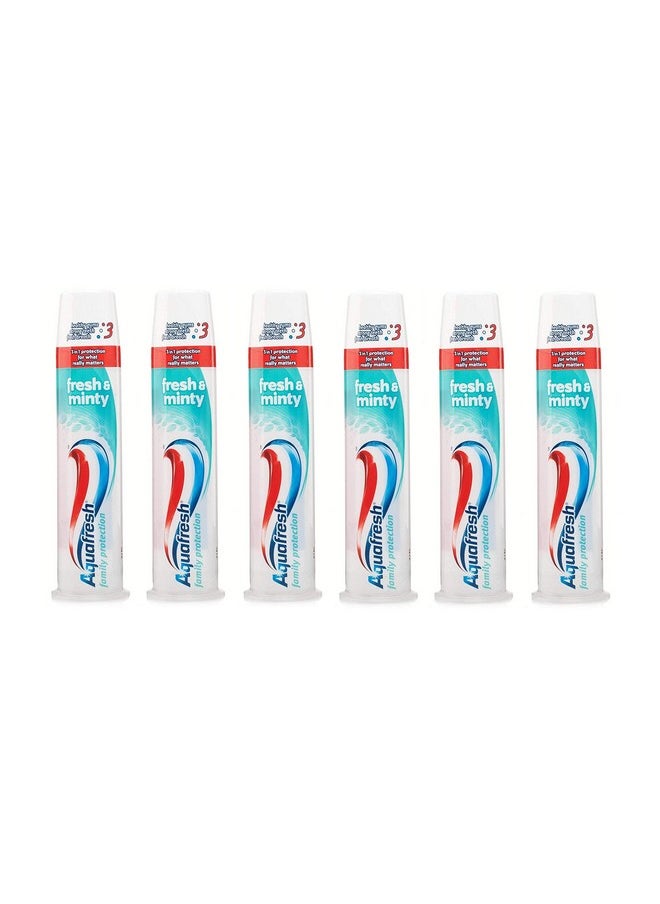 Aquafresh - Aquafresh Fresh & Minty Whitening Pump Action 3 In 1 Formula Toothpaste 100 Ml By Aquafresh Family (6 Count) - Image 1