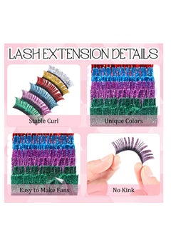 SYOSI Colored Glitter Lash Extensions Colored Lash Eyelashes Party Makeup Eyelashes (Multicolored,15 mm)  - Image 4