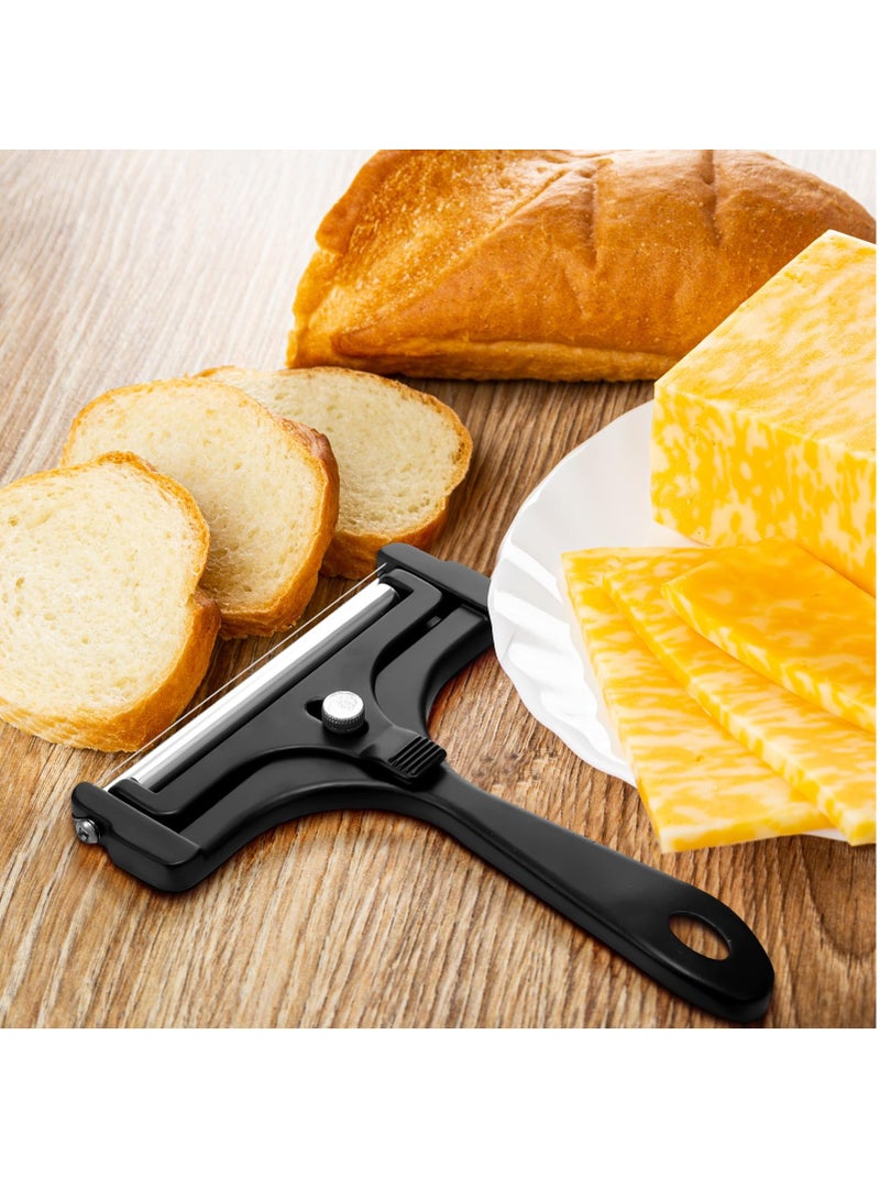 KASTWAVE Cheese Slicer with Wire Adjustable Cheese Slicer Heavy Duty Stainless Steel Cheese Slicers for Soft Semi Hard Block Cheese (Black) - Image 5