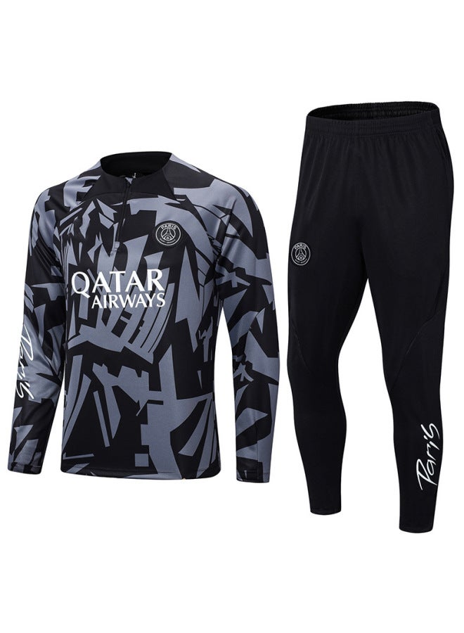 2122 French Armor Training Wear Long Sleeve Suit Autumn And Winter Adult And Children Training Wear Messi Barappe Football Wear Jersey