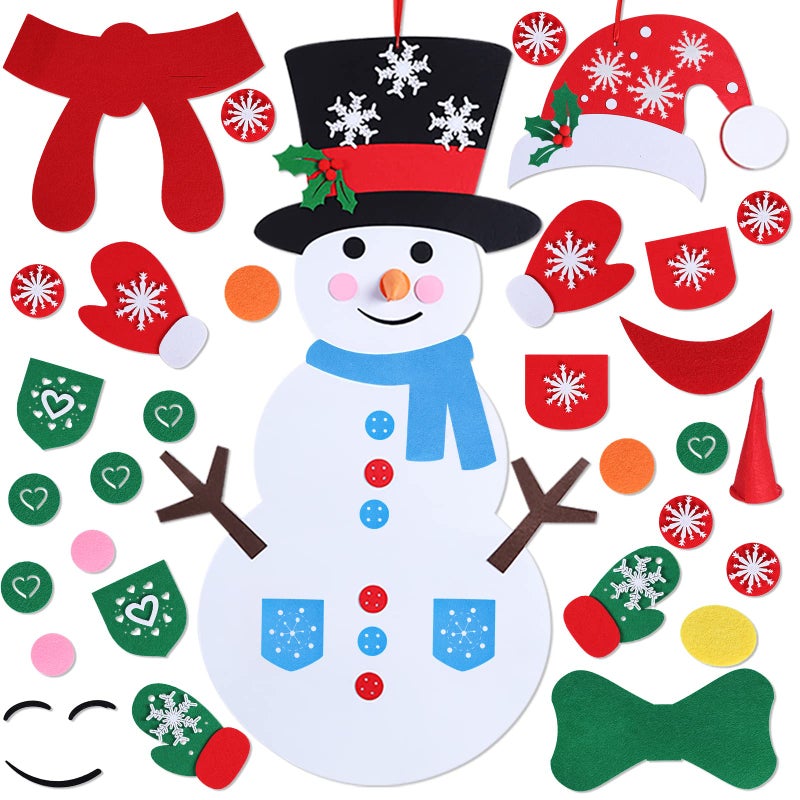 Max Fun Diy Felt Christmas Snowman Games Set with 58Pcs Crafts kit Wall Hanging Xmas Gifts for Christmas Winter Holiday Party Decorations Snowman - Image 3