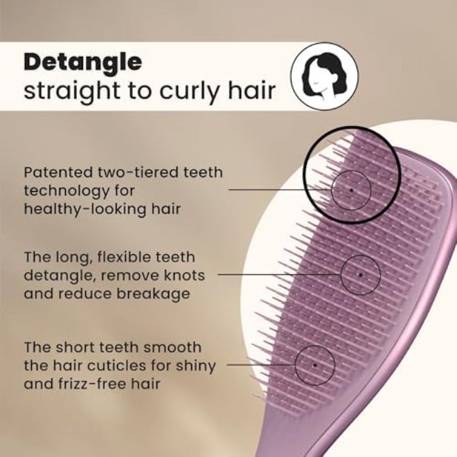 تانجل تيزر فرشاة تانغل تيزيير كروم الأصلية لفك التشابك المثالية للشعر الرطب والجاف، تقلل من التقصف، بلون ذهبي شمبانيا - Image 4