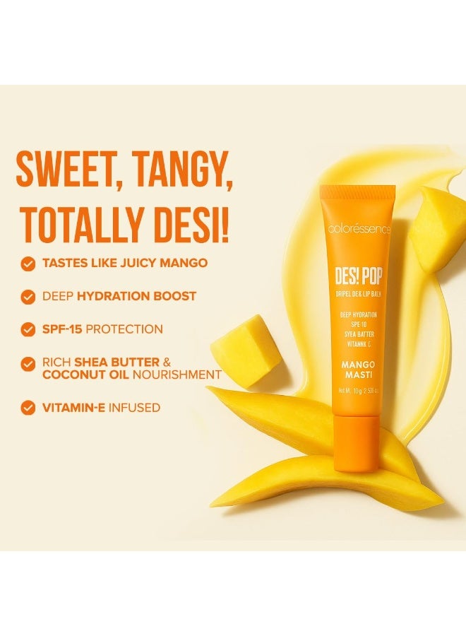 Coloressence Desi Pop DripGloss Lip Balm SPF-15, Mango Masti, 10gm | Deep Hydration | Enriched with Vitamin E, Shea Butter & Coconut Oil - Image 3
