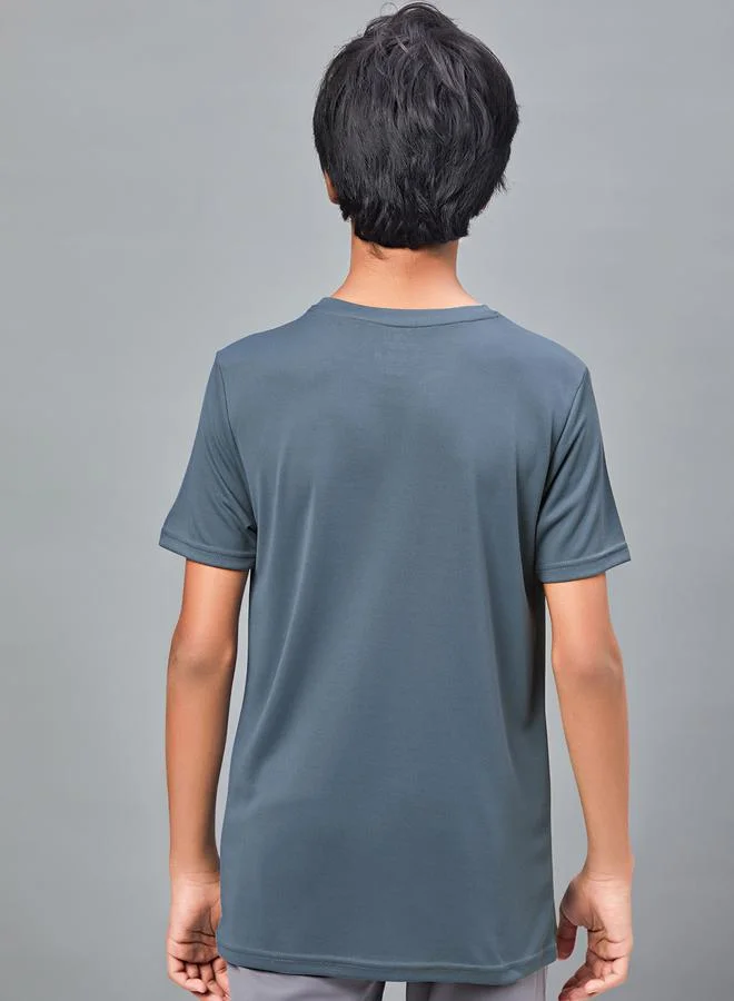 Technosport Printed Slim Fit Round Neck T-shirt with Technocool+ by Styli