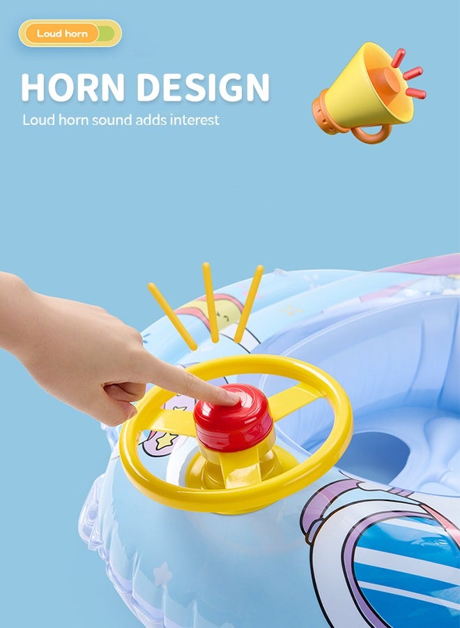 GROIC Airplane Baby Swimming Float Inflatable Pool Floaties Toys, Swim Float Seat Boat Pool Astronaut Horn Pattern Swim Ring, Outdoor Swimming Ring Seat Boat for Kids  - Image 5