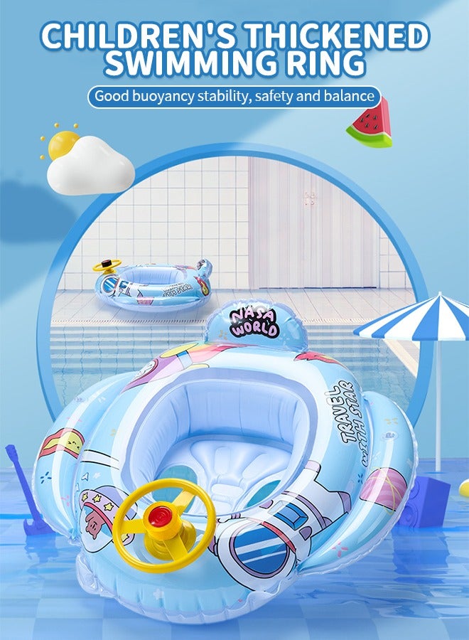 GROIC Airplane Baby Swimming Float Inflatable Pool Floaties Toys, Swim Float Seat Boat Pool Astronaut Horn Pattern Swim Ring, Outdoor Swimming Ring Seat Boat for Kids  - Image 2