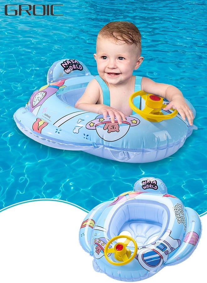 GROIC Airplane Baby Swimming Float Inflatable Pool Floaties Toys, Swim Float Seat Boat Pool Astronaut Horn Pattern Swim Ring, Outdoor Swimming Ring Seat Boat for Kids  - Image 1