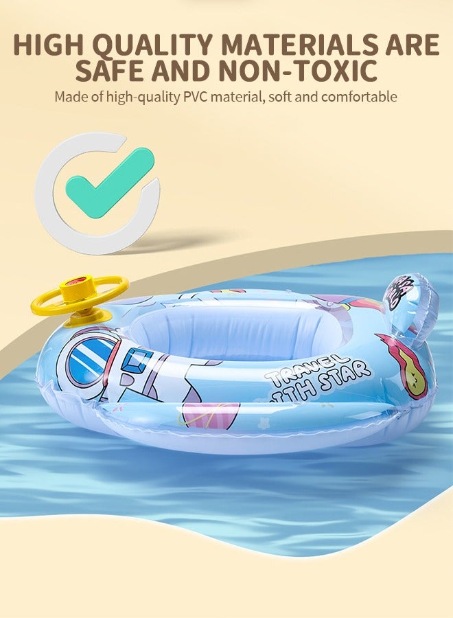 GROIC Airplane Baby Swimming Float Inflatable Pool Floaties Toys, Swim Float Seat Boat Pool Astronaut Horn Pattern Swim Ring, Outdoor Swimming Ring Seat Boat for Kids  - Image 3