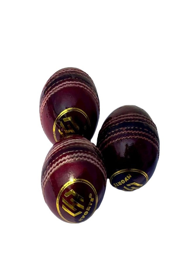 HYORTS Senior Official Hard & Seasoned 4 Pieces Leather Cricket Balls for Practice A Grade Handstitched Pack of 3 - Image 1