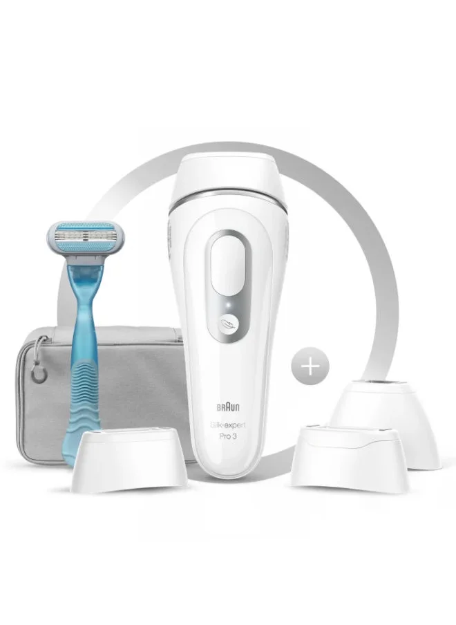 BRAUN Silk-Expert Pro 3 Ipl Pl 3221 With 4 Extras Wide Head Precision Head Venus Razor Zip Pouch