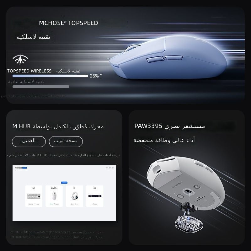 MCHOSE G3 V2 Pro Blue Wireless Mouse - Rechargeable, 10000 DPI, Bluetooth & 2.4G - Image 4