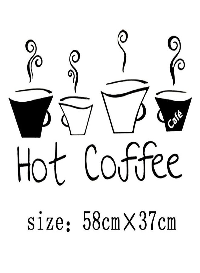 Desi Rang™ Hot Removable Coffee House Cup Cafe Vinyl Wall Art Decal Stickers Kitchen Décor, Size: 58 x 37 cm, Color: Black - Image 2